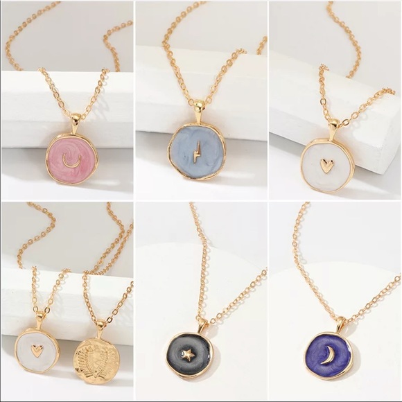 3/$30 RESTOCKED! Star Moon Lightening Round Pendant Necklace Boho Cute - Picture 3 of 10